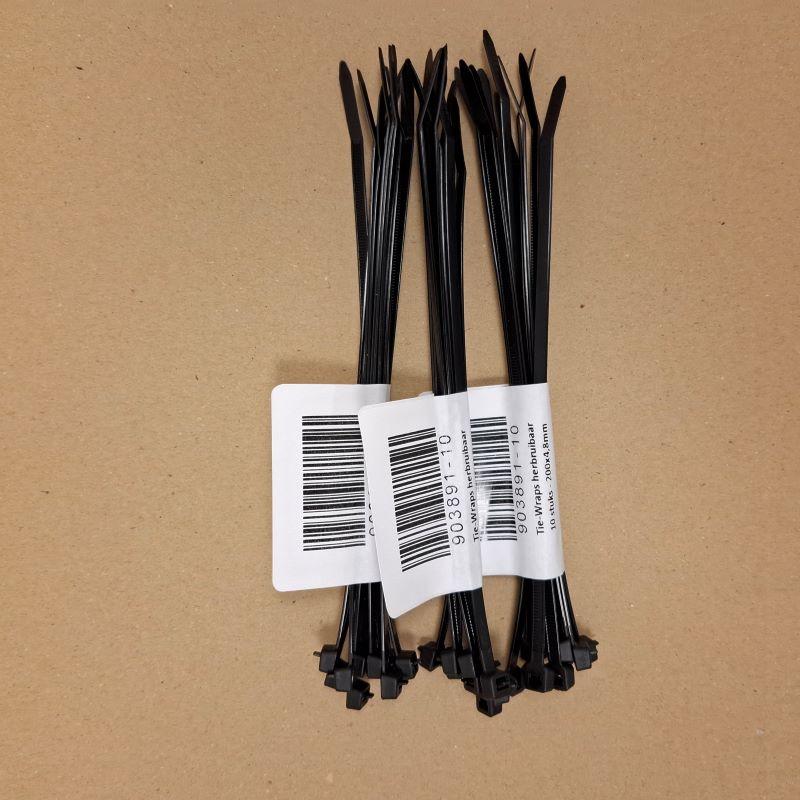 Tie-Wraps herbruikbaar 200x4,8mm Hobio
